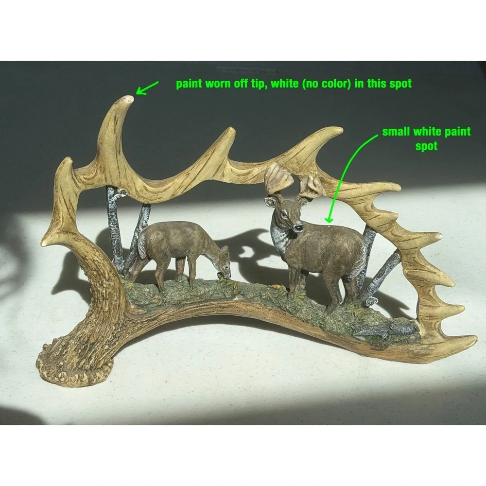 Deer Antler With Deer In The Woods Resin 11.25